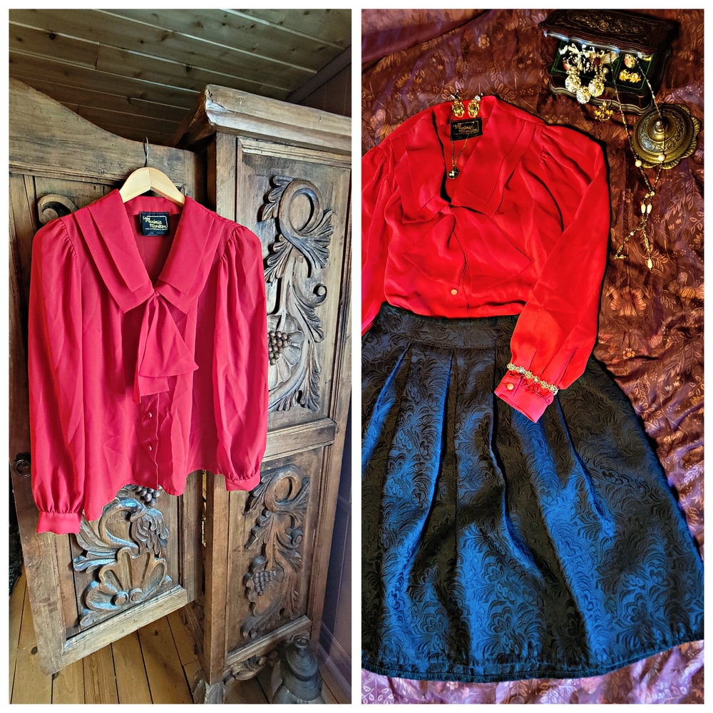 Vintage Canadian Made Ruby Red Blouse